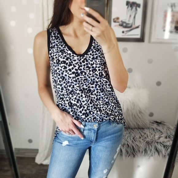 Blue Leopard Print Tank Top Tunic Leggings Top Summer Tanks Animal Print - Picture 3 of 6